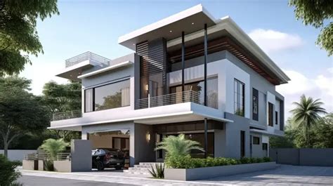 Modern Exterior And Interior Design Home Designs Background, 3d ...